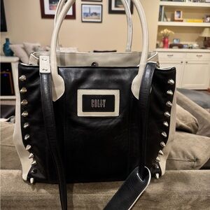 Black and Cream Studded Tote Bag